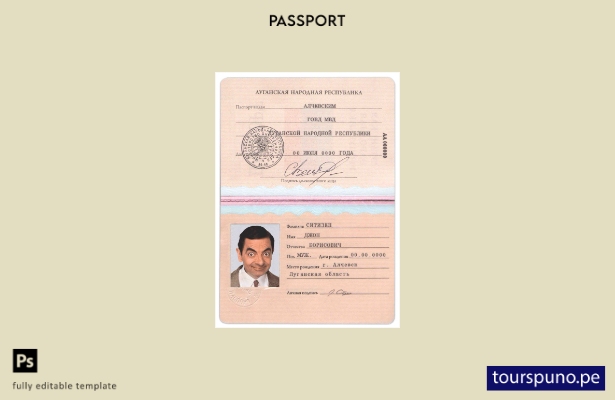 listo para imprimir la plantilla de pasaporte de la república popular de Luhansk